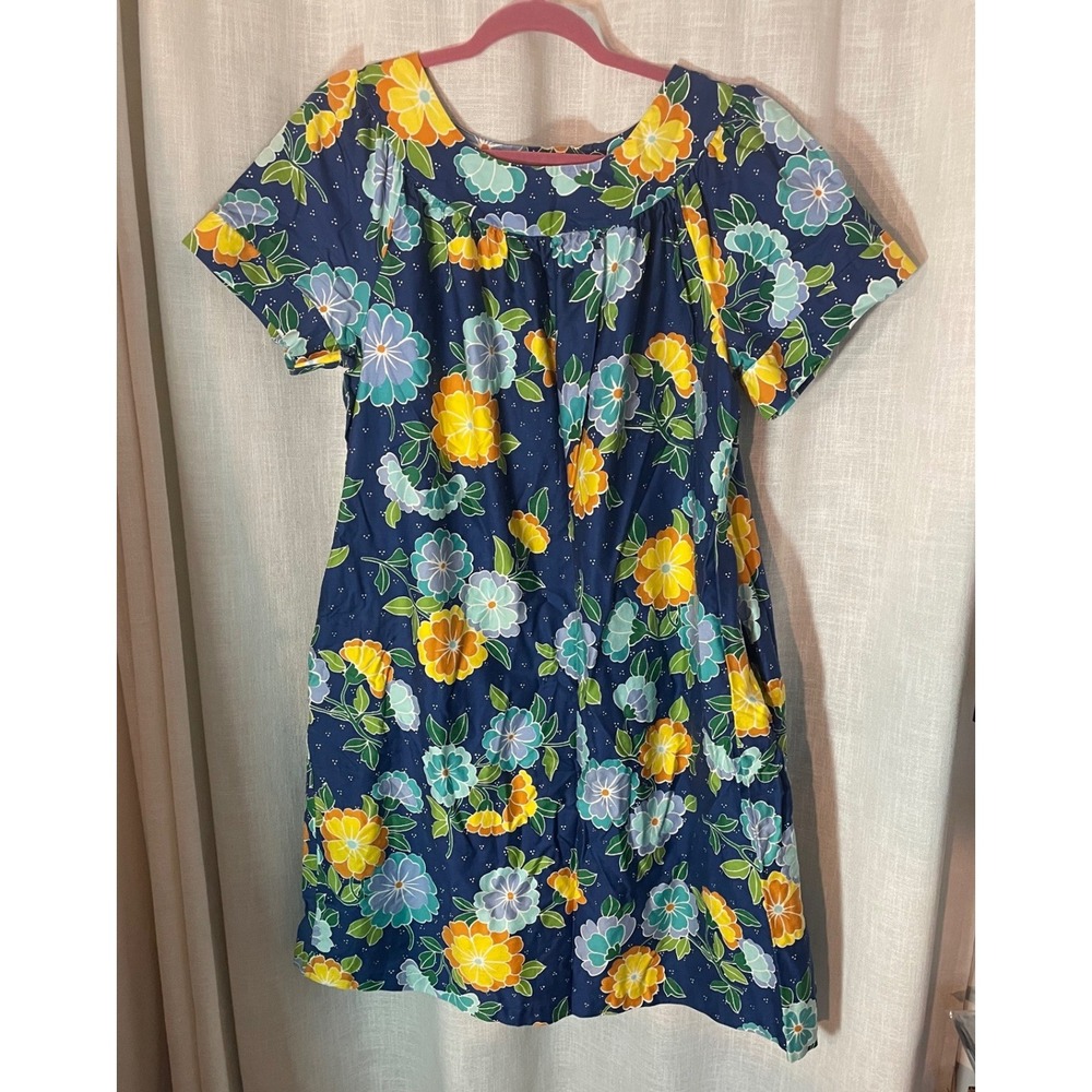 Vintage  A-Line Dress XL Sears Floral Print Short Sleeve Early 70s Day Dress EUC